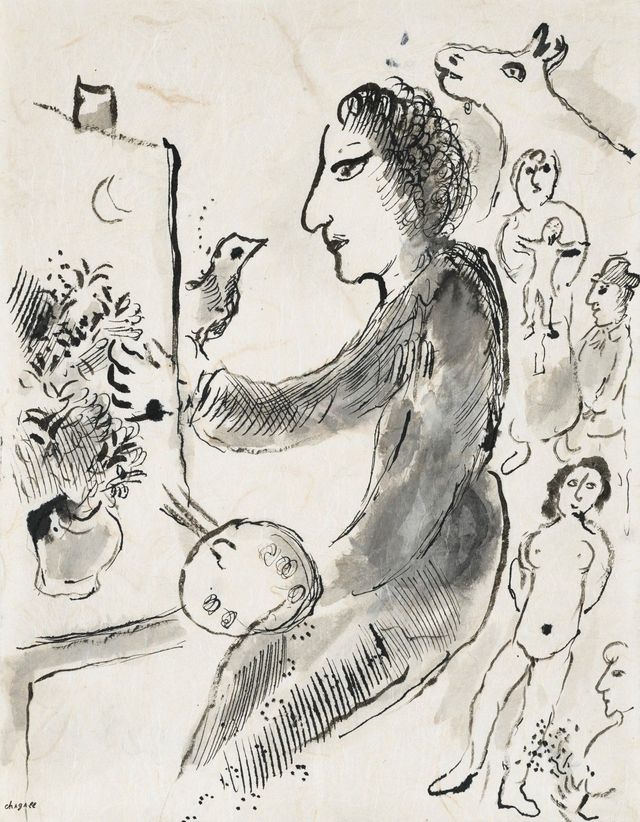 Le peintre au chevalet sur fond animé