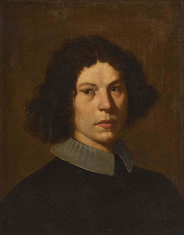 Portrait Of A Young Man, Bust-length, In A Black Costume And White Collar