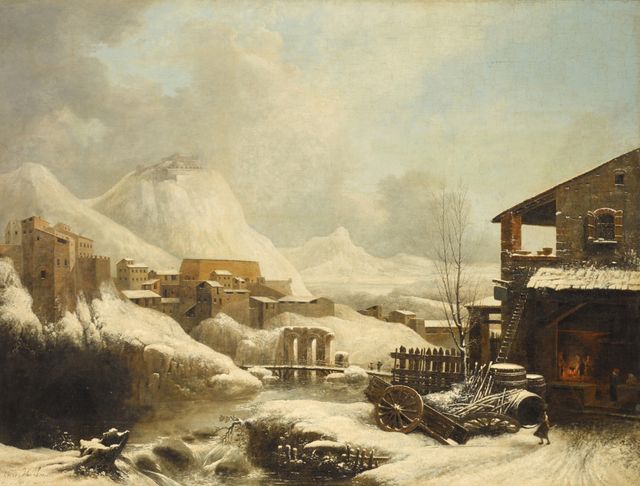 A Winter Landscape With A Town Beyond