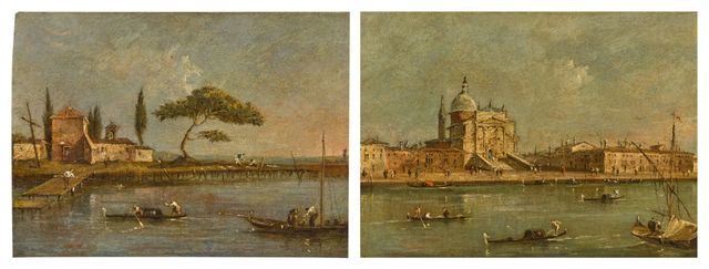 Venice, A Pair Of Views: The Church Of The Redentore; The Island Of L' Anconetta, On The Way To Mestre, With The Church Of La Madonnetta