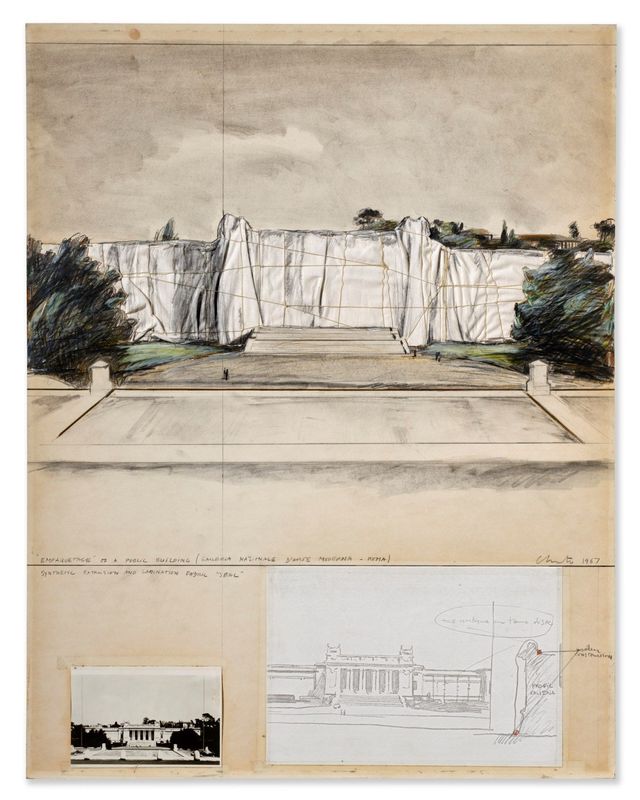 Projet d'empaquetage de la Galleria Nazionale d'Arte Moderna, Rome, Italie, 1967