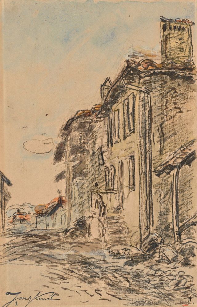 Rue à La Côte-Saint-André, Dauphiné (recto); Paysage du Dauphiné (verso)