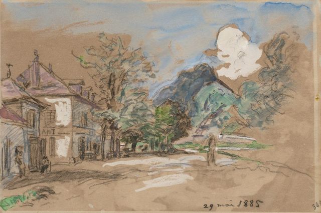 Le Village de Fontaine avec vue sur le Néron (recto); Deux études de paysage (verso)