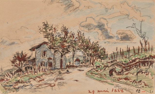 Hameau près de La Côte-Saint-André (recto); La Croix Soulier à La Côte-Saint-André (verso)