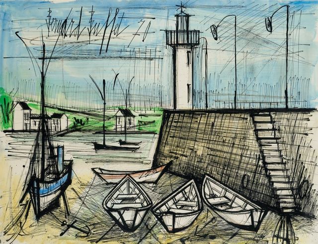 Phare et barque bleue