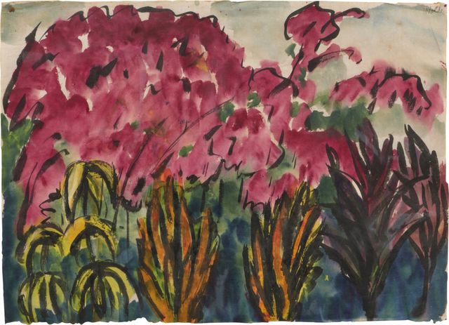 Blumengarten Mit Lilien Und Lila Iris