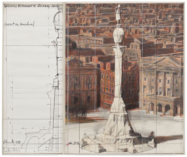 Wrapped Monument to Cristobal Colón (Project for Barcelona)