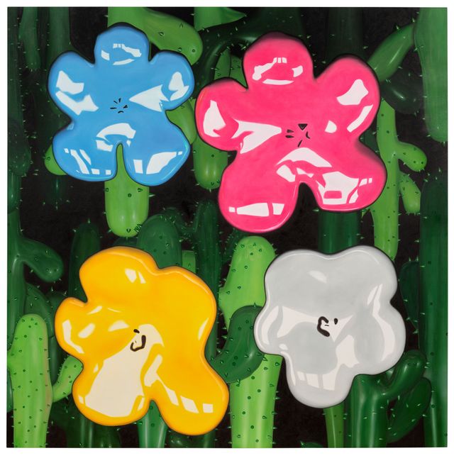 Flower Study, from the Lobster Land Museum (White, Yellow, Magenta, Sky Blue)
