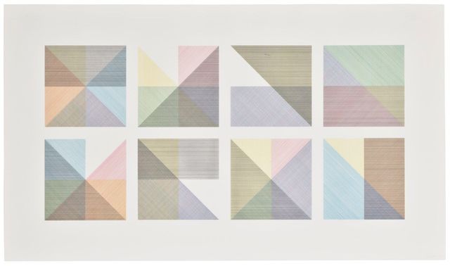 Eight Squares With a Different Color in Each Half Square (Divided Vertically and Horizontally) Composite