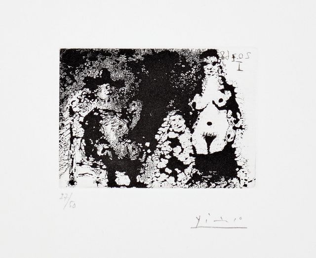 Homme à la pipe assis, Maja et Célestine (Seated Man with Pipe, Maja and Célestine), plate 209 from Série 347 (Bl. 1690, Ba. 1705)