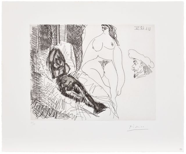 Deux femmes, avec voyeurs (Two Women, with Voyeurs), plate 158 from Série 347 (Bl. 1638, Ba. 1654)