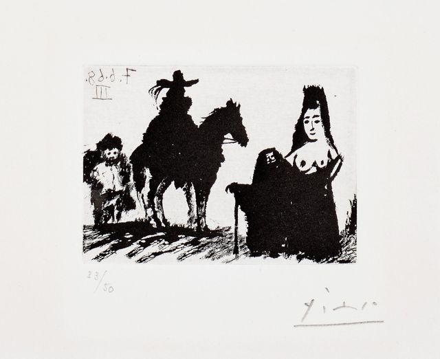 Cavalier et son valet, Célestine et Maja (Rider and his valet, Célestine and Maja), plate 145 from Série 347 (Bl. 1625, Ba. 1641)