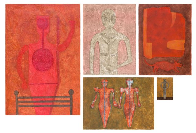 Dos figuras (Two Figures); Hombre en blanco (Man in White); Estela; Hombre en rojo (Man in Red); and Hombre I (Man I) (P. 220; 222; 239; 244; 295)