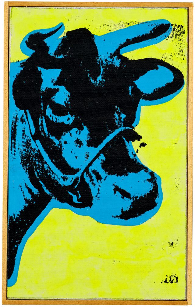 Andy Warhol, "Cow", 1966 (blue on yellow)