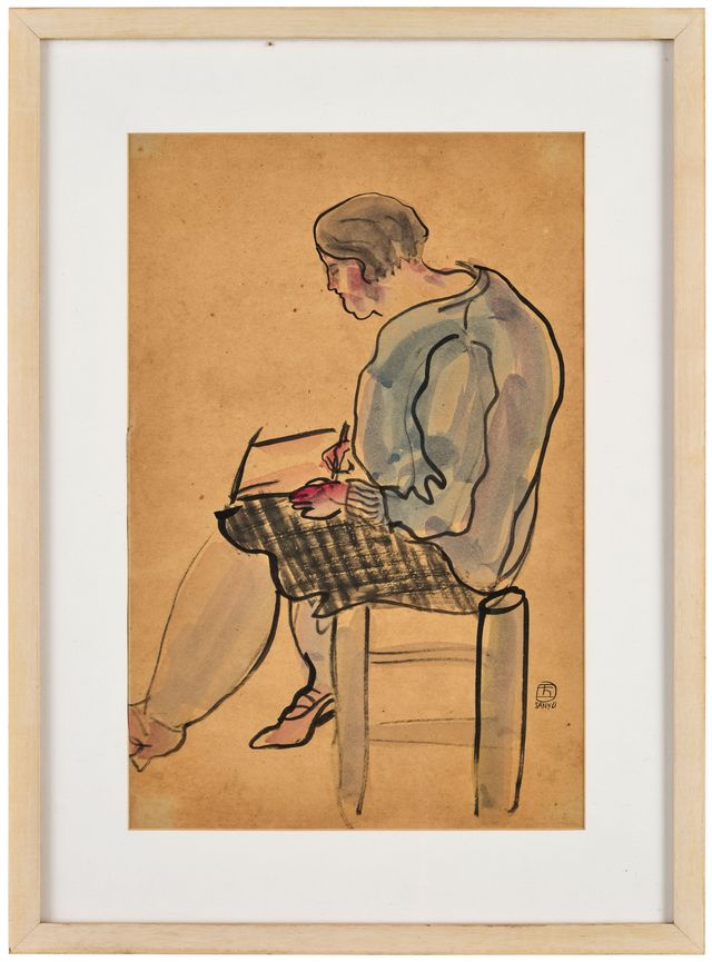 Woman in Checkered Skirt