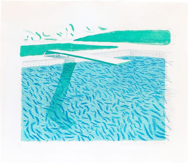 Lithographic Water Made Of Lines, Crayon, And A Blue Wash