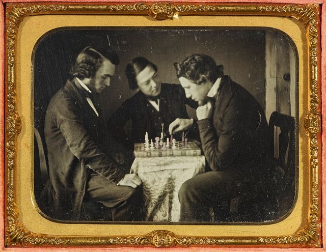 First American Chess Prodigy Paul Morphy Playing Chess, c.1857