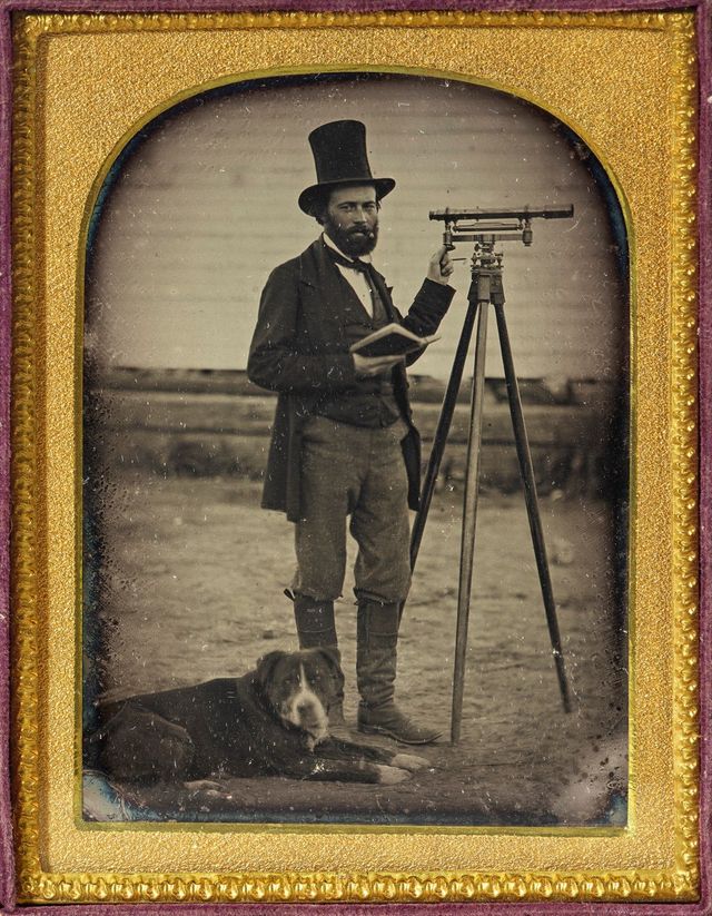 Surveyor with Dog, c. 1850