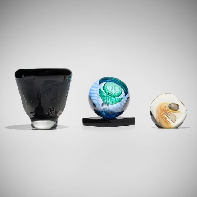 Pocket Piece; Veiled Weight (from the Black Pearl series); Paperweight (three works)