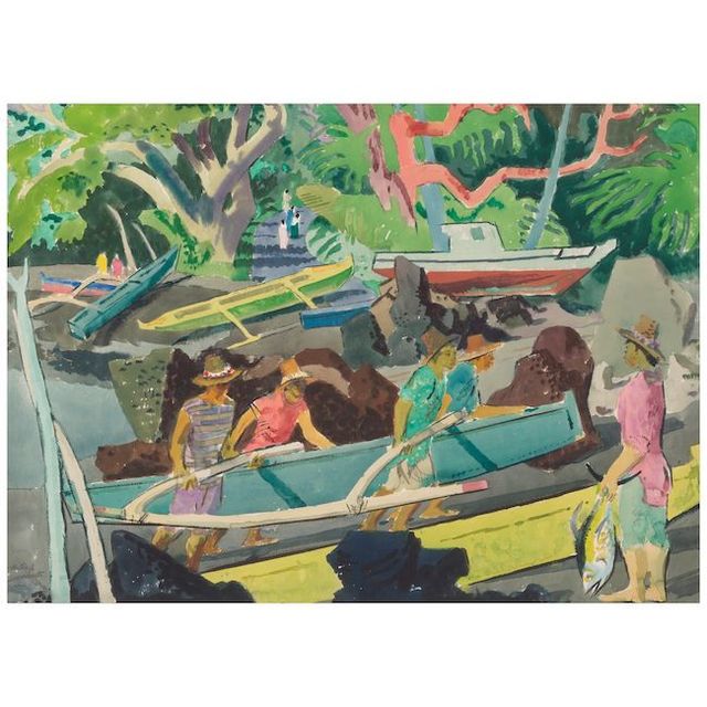 Filipino Fishermen, Hawaiʻi 22 x 30 in. (55.8 x 76.2 cm)