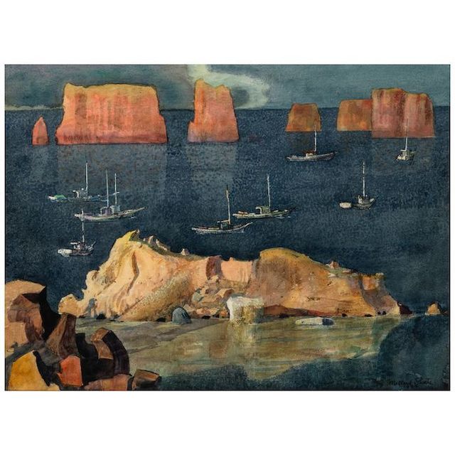Boats at Fish Rock (Mendocino) sheet 22 x 29 3/4 in.