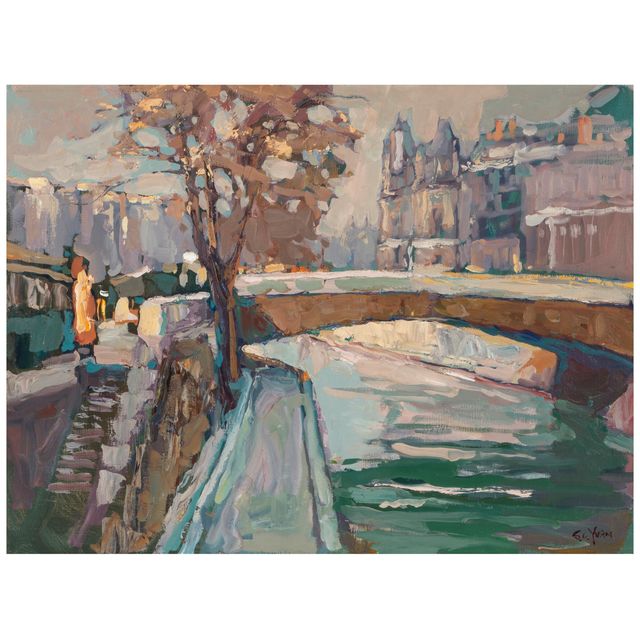 Bridge Over the Seine, Paris 18 1/4 x 24 in.