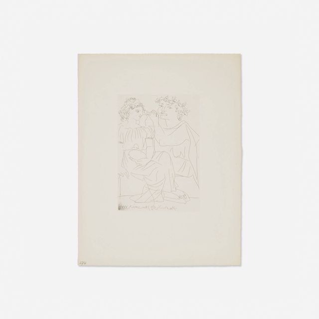 Flûtiste et jeune fille au tambourin (from La Suite Vollard)