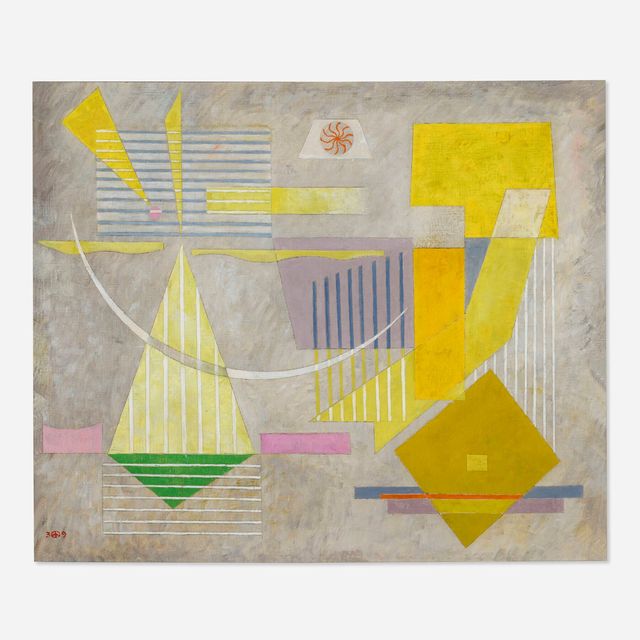 Composition # 209 (Yellow Composition on Gray)