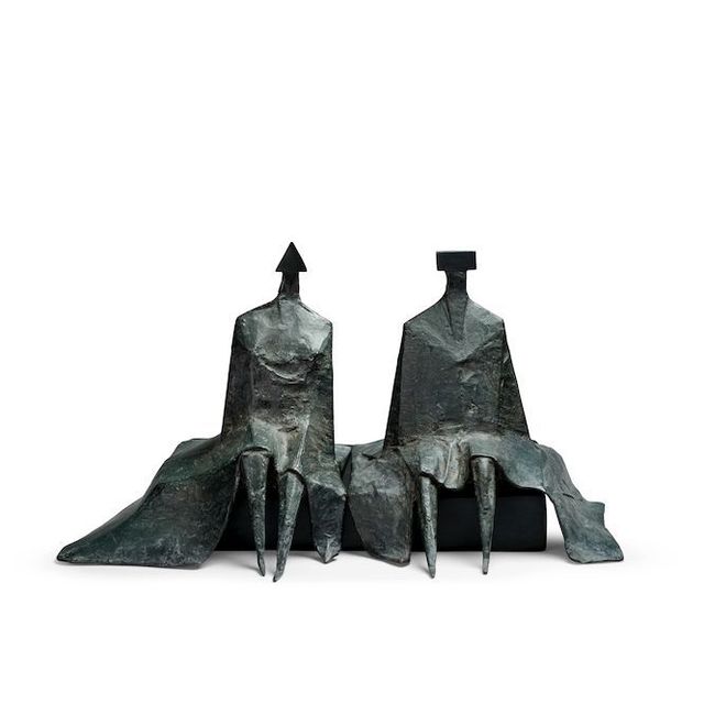 Sitting Figures in Robes I 47.4 cm. (18 3/4 in.) wide