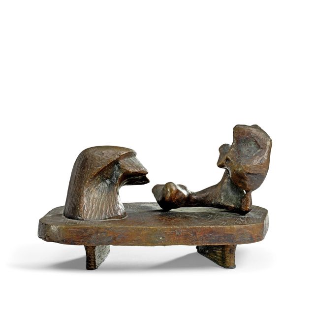 Two Piece Reclining Figure: Maquette No.6 24 cm. (9 1/2 in.) wide