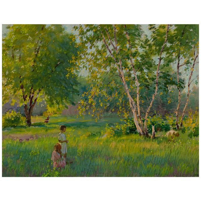 Gathering Flowers 19 x 24 3/4 in. (48.3 x 62.9 cm.)