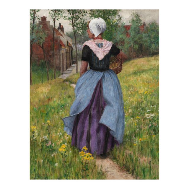 Brittany Girl on a Flowered Pathway 31 1/8 x 24 1/8 in. (79.1 x 61.3 cm.)