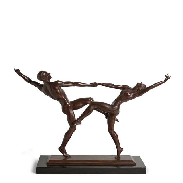 The Dancers (Pas de Deux, Tarantella) 16 3/4 in. (42.4 cm.) high, on a 1 1/4 in. (3.2 cm.) high marble base