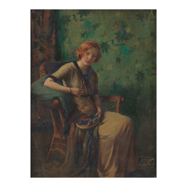 Woman with Embroidery 30 x 23 in. (76.2 x 58.4 cm.)