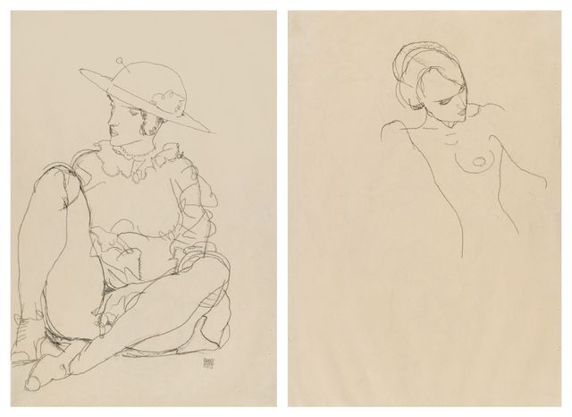 Sitzendes Mädchen mit Hut, onanierend (Seated Girl with Hat Masturbating) (recto); Mädchenakt (Nude Girl) (verso): A Double-Sided Work