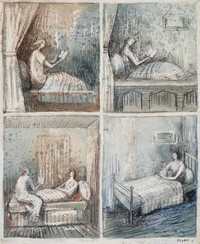 Woman Reading in Bed