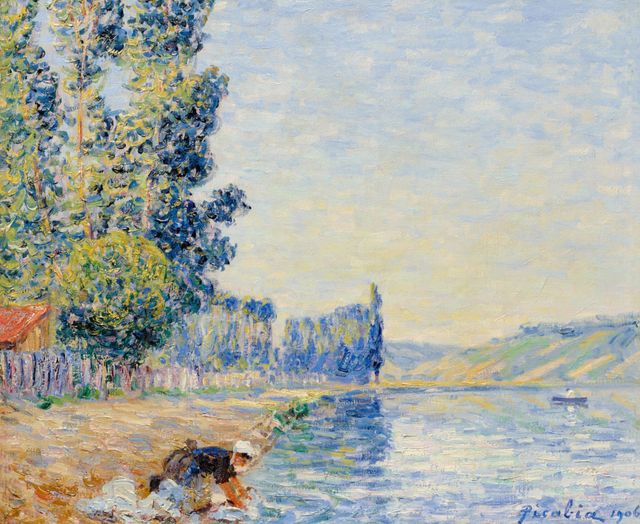 Laveuse sur les bords de l'Yonne, le matin