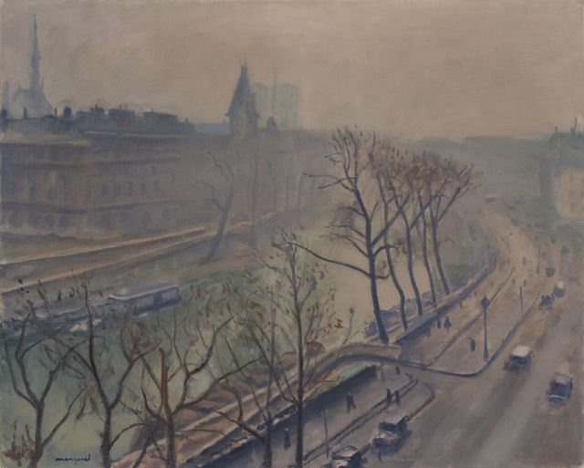 Paris, Le Quai des Grands Augustins, crépuscule