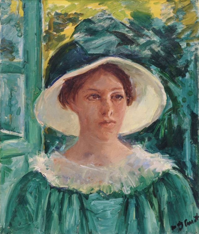 Young Woman in Green, Outdoors in the Sun
