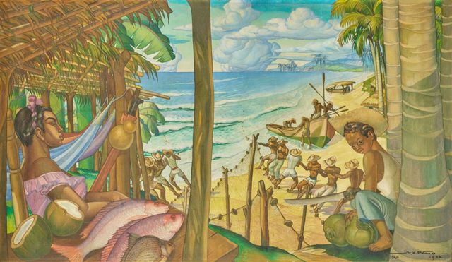 Pescadores en la playa