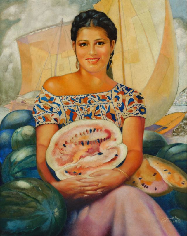 Mujer con sandía