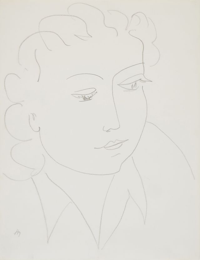 Visage, yeux baissés