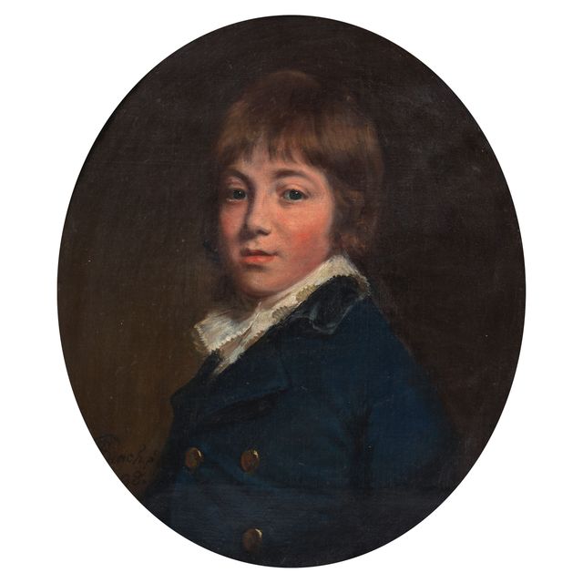 Portrait of a young Nathaniel Peach (1785-1835), half-length, in a blue jacket
