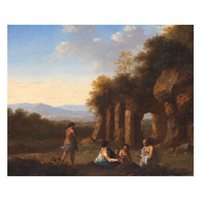 Figures resting in an Arcadian landscape