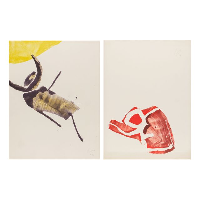 Ensemble de deux lithographies en couleurs - circa 1970
