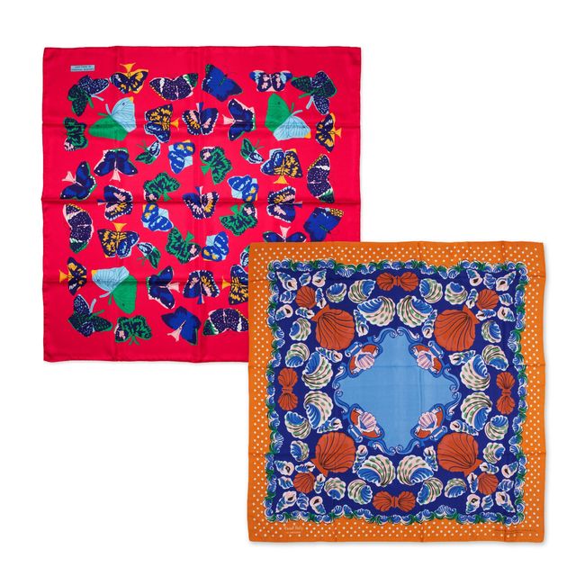 Ensemble de deux foulards en soie, 1989-1991
