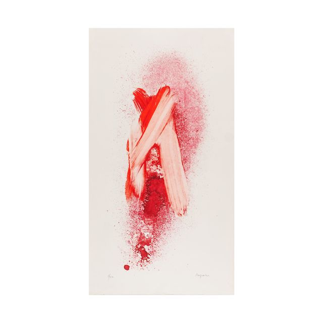 Ensemble de trois lithographies à dominante rouge - circa 1970