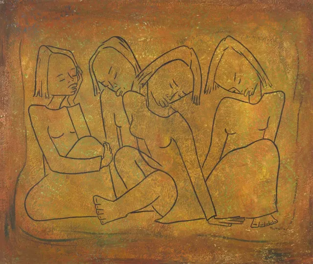 Four Seated Figures, c. 1950