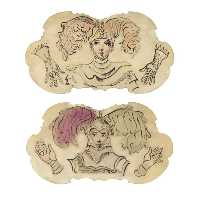 Pair of Cartouches for the "Bal du Panache" held at the Maison de L'Amérique Latine, Paris, 1947