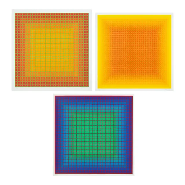 A group of three screenprints (Let it Be Orange; Yellow Filtration; Conferring Blue), 1981